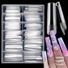 LuckForever 240pc XL Square Gel X Nail Tips Clear Fake Nails Extra Long Square Nail Tips Full Cover Artificial Fingernails XL Soft Gel False Nail Tips for Acrylic Nail Extension Press on Nail Making