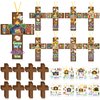 Watersay 48 Set Religious Cross Craft Kit Christian DIY Paper Crafts Make Your Own Hanging Ornament Crafts for Sunday School VBS Church Classroom Art Project Home Activities(Christmas,Brown)