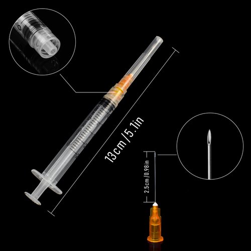 Gesanghua 100 Pack 2.5ml with 25 Gauge 1 Inch Luer Lock syring, Individually Wrapped