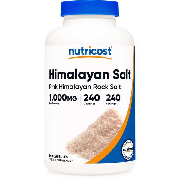 Nutricost Pink Himalayan Salt Capsules 1000mg, 390mg Sodium, 240 Capsules - Non-GMO, Gluten Free