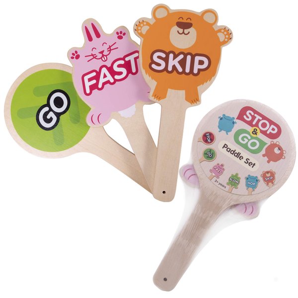Stop & Go Wooden Paddles Set - Play Red Light, Green Light & Other Classroom Games for Elementary Schools, Teaching Resource, Therapy, PE Classes, & Family Fun – Indoor/Outdoor Kids Educational Games