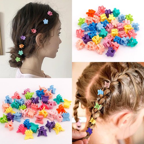 SuPoo 80 Pcs Butterfly Clips for Hair Small Flower Hair Clip Mini Hair Clips for Girls Butterfly Hair Clips Tiny Claw Clips Baby Hair Clips Toddler Claw Clips Hair Accessories Barrettes for Girls
