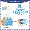 Blue Dog Birthday Party Supplies,Blue Dog Party Decorations,Blue Backdrop Kids Birthday Decoration,Include Blue Dog Paw Balloons,Happy Birthday Cake Topper and Blue Balloons Banner