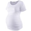 GINKANA Short Sleeve Maternity Tops Shirts White Ruched Sides Casual Mama Pregnancy Blouses Clothes