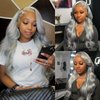 Mscathy 200% Grey Body Wave Lace Front Wigs Human Hair Pre Plucked Grey Human Hair 13×4 Front Wigs Glueless Silver Lace Front Wigs for Women (24 Inch, Grey body wave)