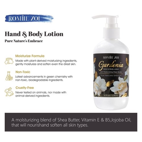ROMIIE ZOI Daily Hand & Body Lotion with Moisturizing Shea Butter - Gardenia - 236 ML / 8 FL OZ