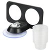 SLSON Gecko Feeder Ledge Acrylic Improved Suction Cup Reptile Feeder with 20 Pack 1 oz Plastic Bowls for Reptiles Food and Water Feeding,Black