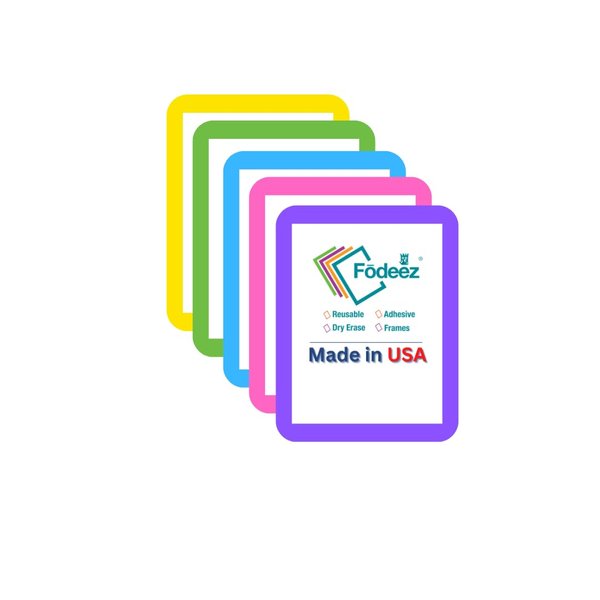 Fodeez Frames - Reusable Document Holders for Smooth Surfaces - Stick, Display, and Dry Erase - 2x3 (Blue)