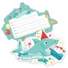RZHV 15 Pack Blue Shark and Birthday Cake Shaped Fill-In Invitations Cards With Envelopes for Boys & Girls Adults, Funny Baby Shower Party Birthday Party Invite (Baby Shower)