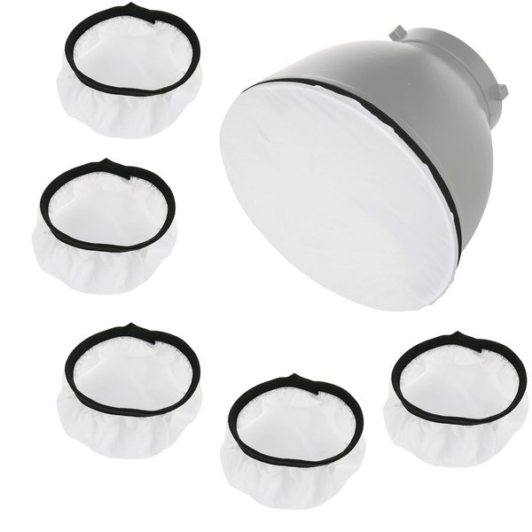 Cosmos 6 Pcs Standard Reflector Diffuser Cover 7" / 18cm Soft Cloth Diffuser Light Cover Reflector Cover for Photography Video Studio Standard Strobe Reflector Flash Light (White)
