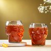 Habitage Upcycled Old Monk Face Glasses Set of 2 | Eco-friendly Glassware handcrafted from Rum bottles | Ideal for Rum, Whiskey, Gin, Juices, Smoothies, Cocktails | Great for Gifting