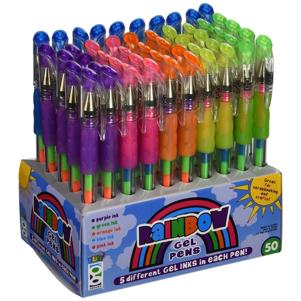 Raymond Geddes Rainbow Color Assorted Gel Pens (Pack of 50)