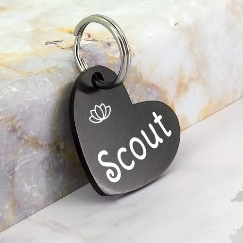 Ultra Joys Cat Tags Personalized Small Cat Dog ID Tag - Cat Collar with Name Tag Pet Tags for Cats - Stainless Steel Cat Name Tags - Pet Tags for Cats Both Side Engravable, Heart Tag in Black