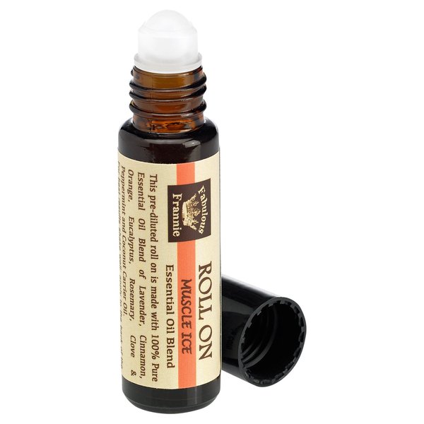 Fabulous Frannie Muscle Ice (Formally Aches and Pains) Pre-Diluted Blend Roll-On 10 ml Pure Essential Oils of Lavender, Cinnamon, Orange, Eucalyptus, Rosemary, Clove and Peppermint