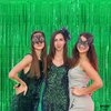KatchOn Iridescent Green Streamers Backdrop - 3.2x8 Feet, Pack of 2 | Green Birthday Decorations | Green Backdrop, Jungle Party Decorations | Green Halloween Backdrop for Halloween Decorations