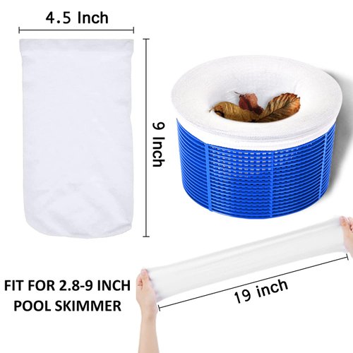 WISHDIAM 40 Pack Pool Skimmer Socks for Filters Baskets/Hot Tub Filter, Works Perfect with The Surface Skimmer for Inground and Above Ground Pool, Swimming Pool Accessories for Adults Kids