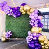 BAUANOOY Purple and Gold balloons, 60pcs 12 Inch Purple Metallic Chrome Gold and Confetti Balloon for Wedding Graduation Birthday Party Decorations