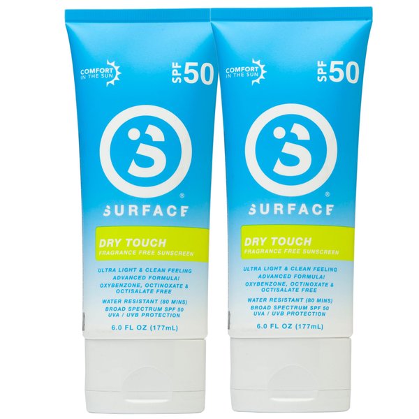 Surface Dry Touch Sunscreen Lotion, Water Resistant, UVA/UVB Broad Spectrum, Fast Drying Protection, PABA Free - 6oz - SPF 50-2 PACK…
