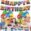 Superhero City Party Decoration,Superhero Birthday Party Supplies,City Theme Birthday Banner Balloons and Toppers Cake Toppers For Kids Birthday Party