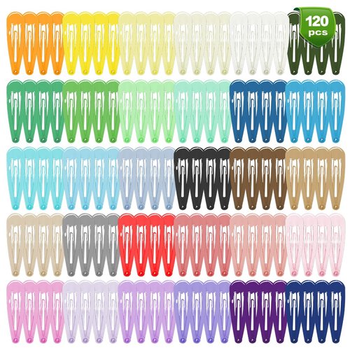 COCPLOK 120 Pcs Colorful Snap Hair Clips Hair Barrettes for Girls,Clips Candy Color Hair Accessories for Kids Teens, Toddlers,Women(30 Colors)