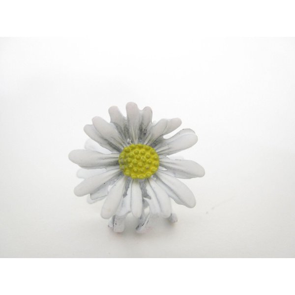 Generic Small mini white daisy flower painted metal hair claw clip (Size: 1 inch)