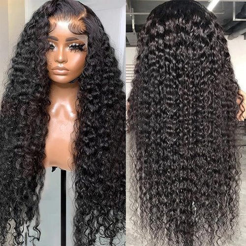Vipetal 13x6 Deep Wave Lace Front Wigs Human Hair Wigs for Women 180% Density HD Transparent Deep Curly Lace Frontal Wigs Human Hair Pre Plucked with Baby Hair Natural Color (30 Inch)