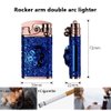 GADATOP Electric Personalized Creative Lighter Rocker Lighter Windproof Lighter USB Rechargeable Flameless Lighter Double Arc Plasma Lighter with Gift Box (Blue)