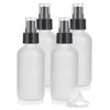 4 oz Frosted Clear Glass Boston Round Bottle with Treatment Pump (4 Pack) + Funnel