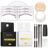 QUEEJOY Brow Mapping Kit includes 10m X Black&White Mapping String, 50pcs Eyebrow Ruler Stickers,White and Light Beige Brow Concealer & 2 Brow Brushes, Eyebrow Pencil Razor Sharpener and Instruction