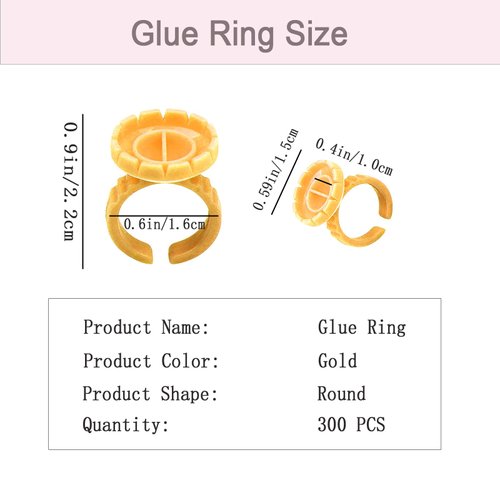 Gold Glue Rings for Eyelash Extension,300PCS Smart Eyelash Glue Rings,Disposable Eyelash Glue Holder flower Glue Cups Rings, Round Lash Rings Lash Glue Holder False Eyelashes Lash Extension Supplies