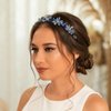 Formery Blue Crystals Flower Headband Black AB Crystal Beads Hair Band Party Prom Wedding Handmade Floral Beaded Hair Accessories for Women and Girls
