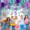 Little Mermaid Birthday Party Decorations for Girls Happy Birthday Banner Sign Mermaid Hanging Swirl Honeycomb Ball Circle Dot Garland Favors Decor for Kids Baby Girl 1st Birthday Ocean Party Supplies