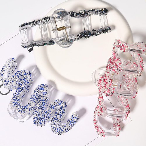 Hair Clips for Women Pearl Hair Claw Clips Hair Pins Big Banana Black Pearl Jaw Clip Barrettes Nonslip for Thick Thin Pearl Hair Accessories Rose Pink Blue for Styling and Weddings Decor 3PCS