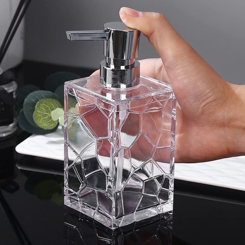 2 Pack Clear Rust Proof Soap Dispenser, Acrylic Plastic Hand Soap Lotion Dispenser Set for Bathroom&Kitchen