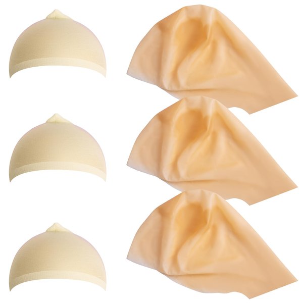 Iceyyyy 6 Piece Bald Cap for Adults - Latex Bald Cap with Head Wig Cap Costume Accessory for Halloween Theme Party Decorations Supplies