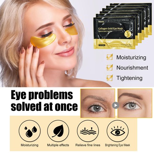 30 Pairs 24K Gold Eye Masks, Crystal Collagen Gel Eye Patches for Puffy Eyes, Reducing Fine Lines, Eye Bags, Moisturizing Cooling Skin Care Pads for Puffiness & Dark Circleseye Patches