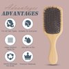 FORANYO Boar Bristle Hair Brush, Soft Bristle Hair Brush Boar Bristle Brush for Thick Hair Fine Hair, Paddle Hair Brush Boar Brush For Women Men