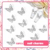 Vodolo 10pcs Butterfly Silver Nail Charms for Nails Accessories,3D Metal Nail Charms for Nails Design Nail Art Supplies Professional for Women Nails Decoration DIY Craft Making
