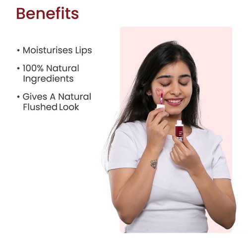 Earth Rhythm Lip & Cheek Tint Cherry, Hydrates Dry & Chapped Lips, Women & Girls - 5ml