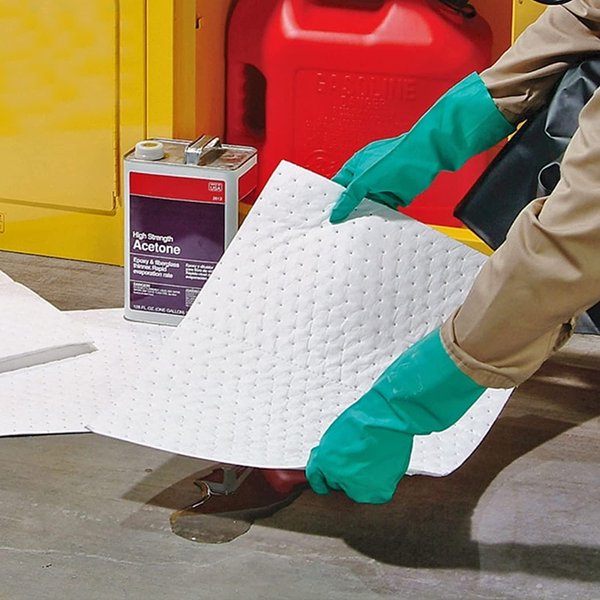 Sandhill Oil and Fuel Absorbent White Non Bonded Pads, 15" x 18" - 5 Pack (Light-Weight)