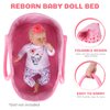 BABESIDE Reborn Baby Doll Bassinet for 17-22 inch Dolls Foldable Baby Doll Crib Bed Soft Doll Carrier Doll Accessories with Handle for Newborn Baby Dolls Girls (Pink-Love)