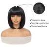 GUOJIAN 12 Inch Short Bob Wigs with Bangs Straight Bob Wigs for Women Synthetic Bob Wigs Natural Looking for Daily Party Cosplay (1B/BUG, 12inch)