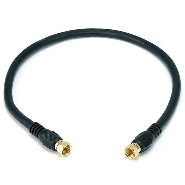 Monoprice RG6 Quad Shield CL2 Coaxial Cable with F Type Connector for Television, 1.5Ft