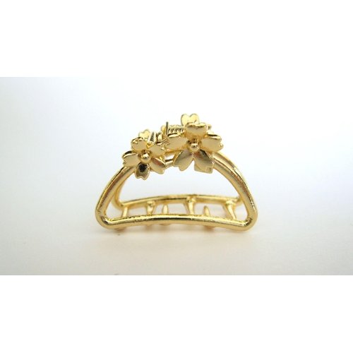 Generic Tiny small gold tone flower metal hair claw clip