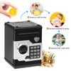 ATM Piggy Bank for Boys Girls, Vcertcpl Mini ATM Coin Bank Money Saving Box with Password, Kids Safe Money Jar for Adults with Auto Grab Bill Slot, Great Gift Toy Bank for Kids (Black+Silver)