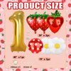 NANAGALI 7Pcs Berry First Party Decorations, 40" Gold One Balloon for First Birthday Decorations Sweet One Strawberry 1st Berry First Birthday Decor Foil Helium Balloons for Girls