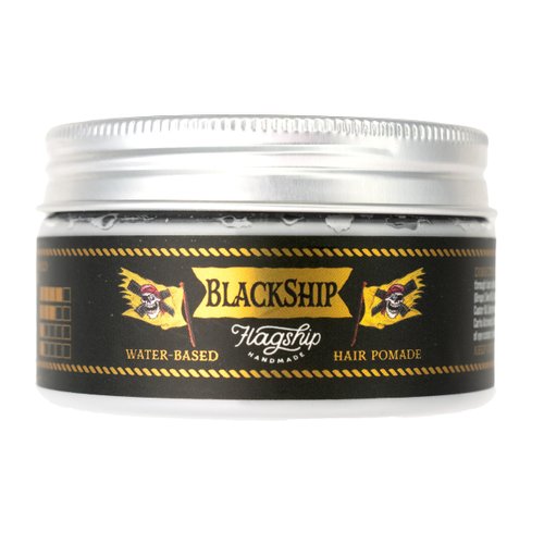 FLAGSHIP Handmade BlackShip Water Based Hair Pomade Strong Hold Low Shine Rumrunner Scent 3.4 oz