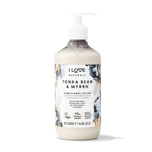 I Love Naturals Tonka Bean and Myrrh Hand and Body Lotion - Moisturizing Lotion for Dry Skin - Coconut Oil and Shea Butter Lotion - 16.9 oz