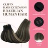 GOO GOO Clip in Hair Extensions Real Human Hair, 16inch 150g 9Pcs, 1B/16/1B Balayage Natural Black to Light Blonde, Remy Human Hair Extensions Clip ins for Women, Natural Human Hair