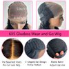 Wear and Go Glueless Wigs Human Hair Pre Plucked Pre Cut Deep Wave Lace Front Wigs Human Hair 6X5 HD Lace Closure Wig Human Hair for Black Women 180% Density Brazilian Ready to Go Wig Bleached Knots